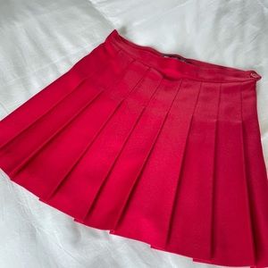 american apparel red pleated skirt